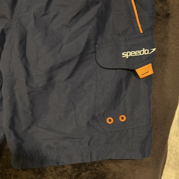 Speedo Men’s Blue w Orange Tie Waist Marina Sport VaporPlus 9” Swim Trunks Small - Picture 3 of 9